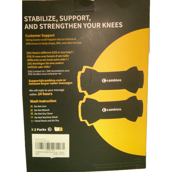 CAMBIVO KCS-1 Patella Knee Support Strap Black 2-Pack NEW - Picture 2 of 5